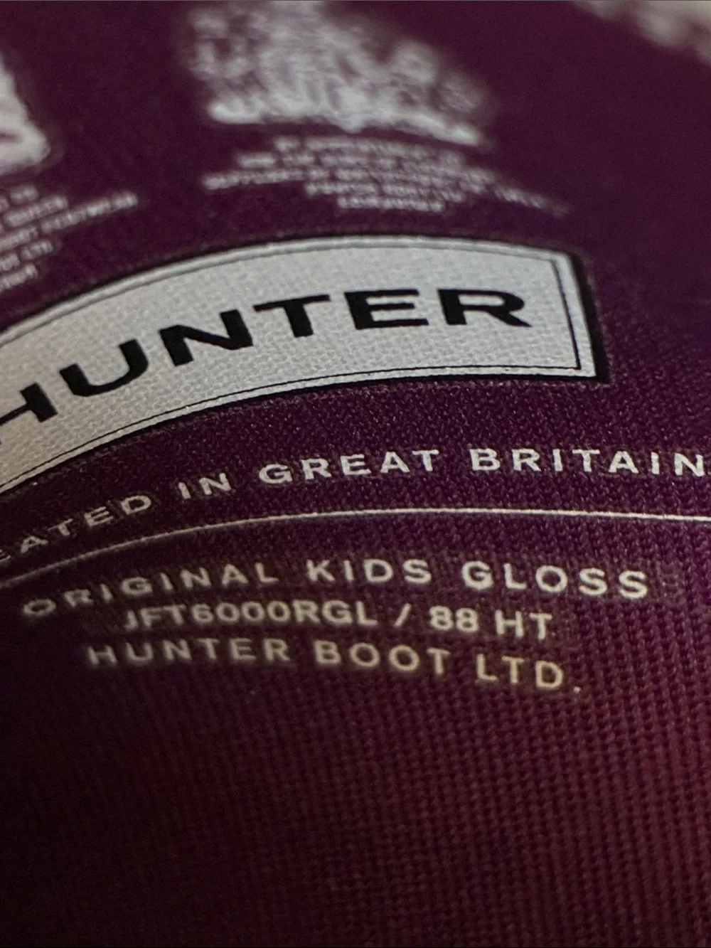 Hunter Kids Tall Gloss Rain Boots in Burgundy